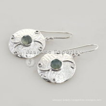 Wholesale Supplier For Aqua Chalcedony Gemstone Top Design Round Earring